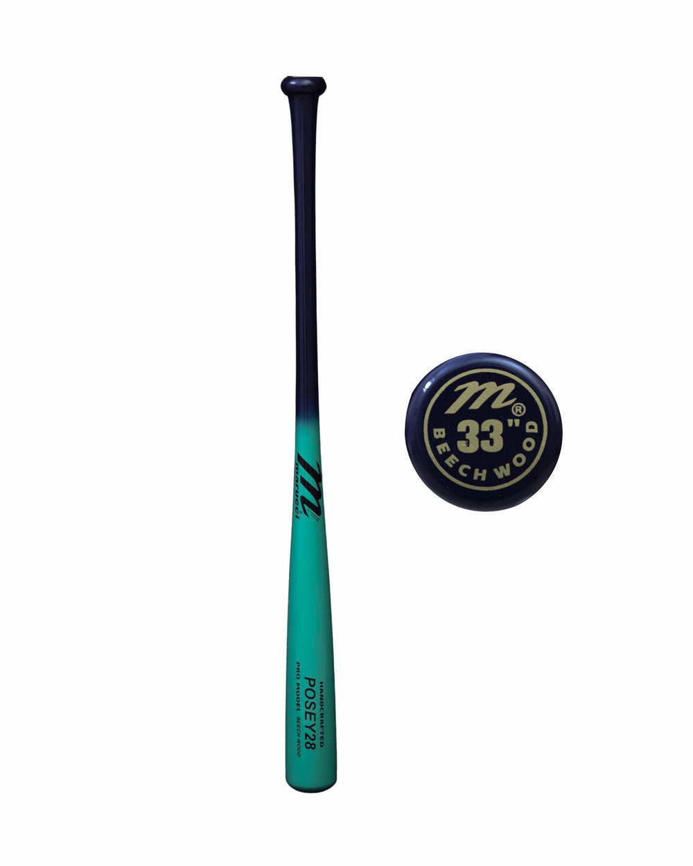 Marucci POSEY28 Pro Model Beech Wood Bat (Black/Teal Edition)